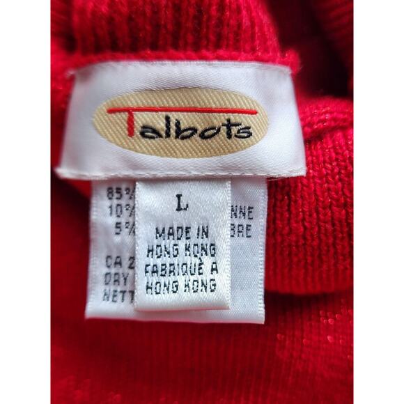 Top/Knit-Talbots-Red Gold Metallic-Wool Blend-Turtleneck-Short Sleeves-Size LRG - Picture 4 of 11